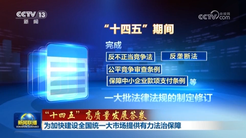 【“十四五”高质量发展答卷】为加快建设全国统一大市场提供有力法治保障